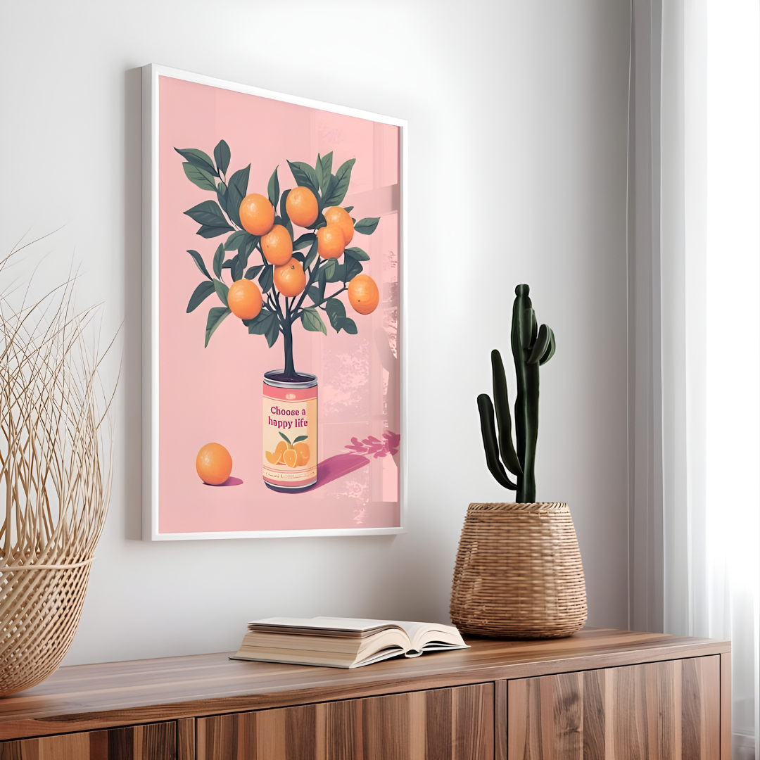 Pink aesthetic motivational Happiness wall art(Printable+Physical)