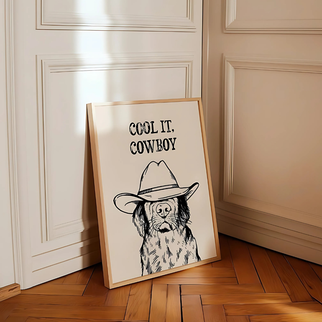 cool it cowboy black art print (Printable+Physical)