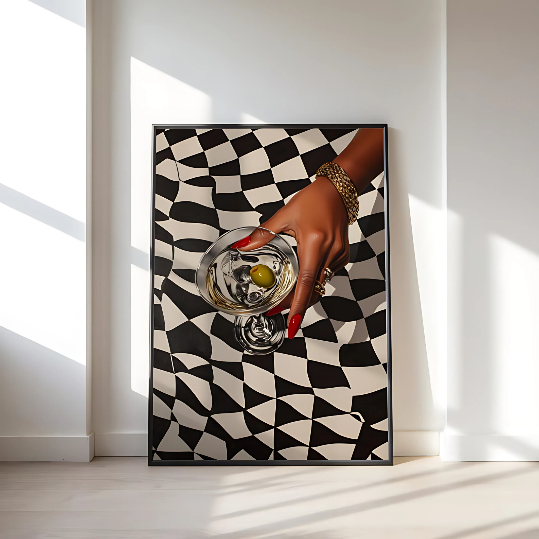 Black woman Retro Martini Painting(Printable+Physical)