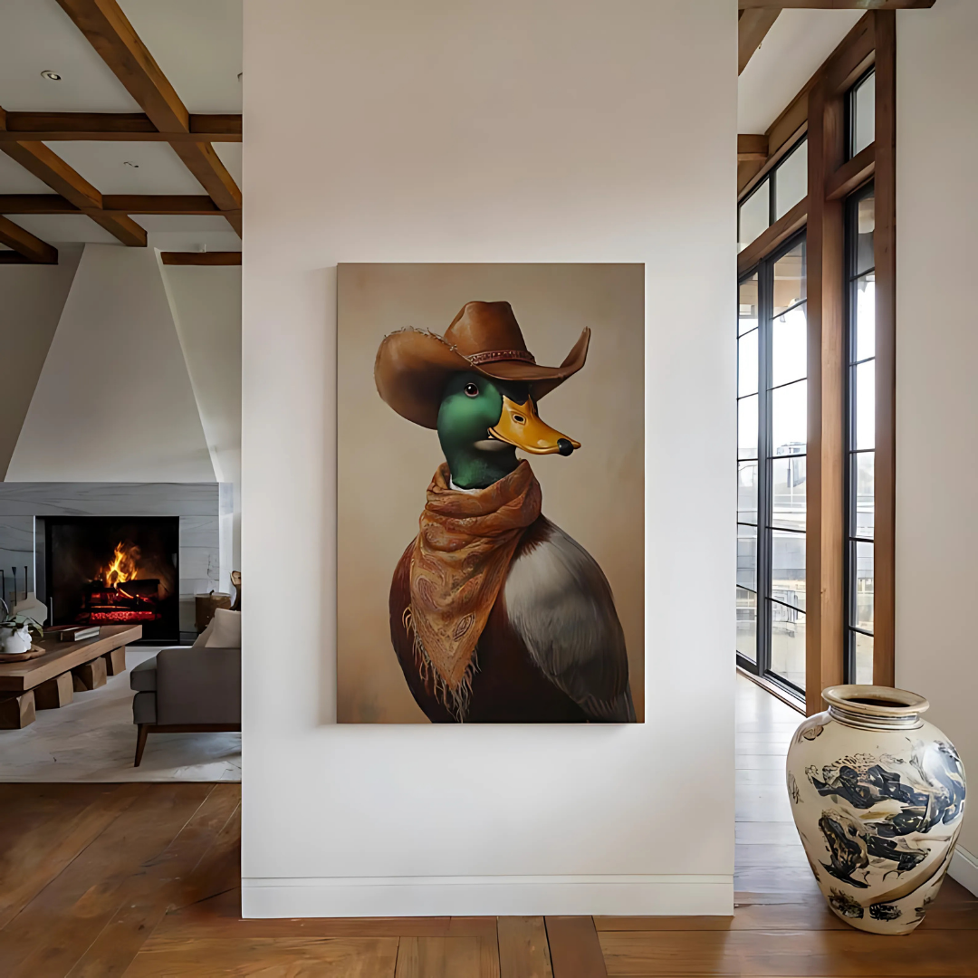 Western Cowboy Duck Wall Art(Printable+Physical)