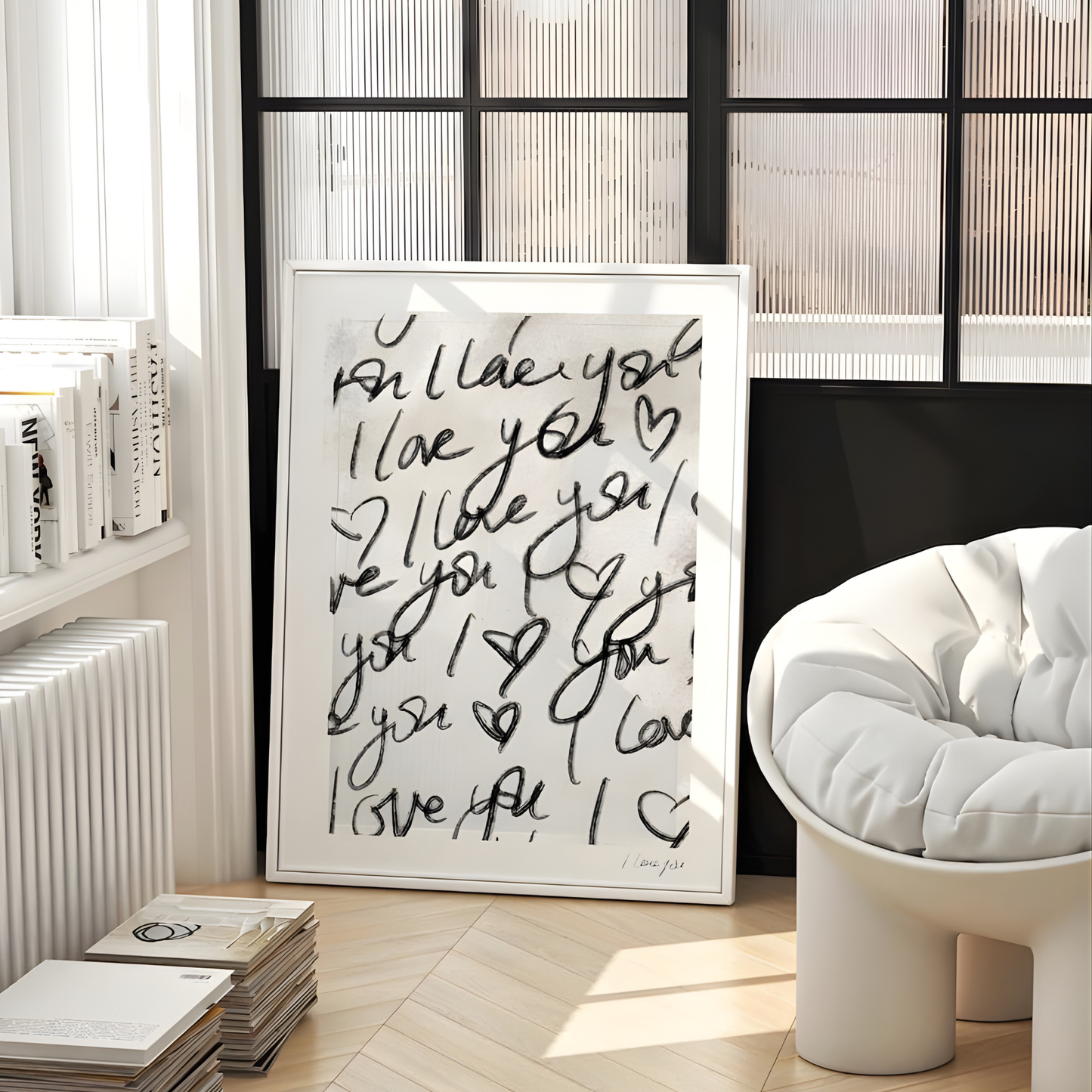 I LOVE YOU Wall art Print| black handwritten Print(Printable+Physical)
