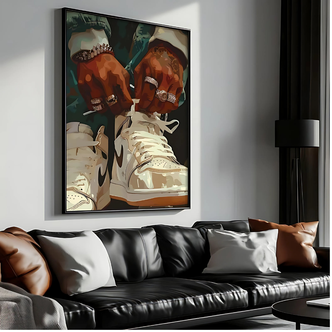 Sneakerhead Black Man Wall Art(Printable+Physical)
