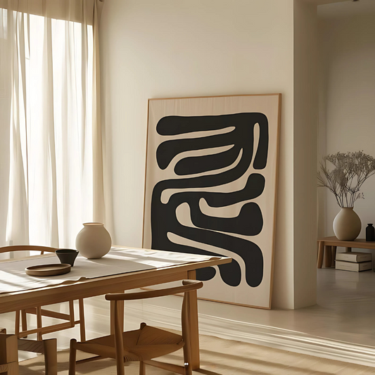 Beige and Black Downloadable Mid Century Modern Wall Art(Printable+Physical)