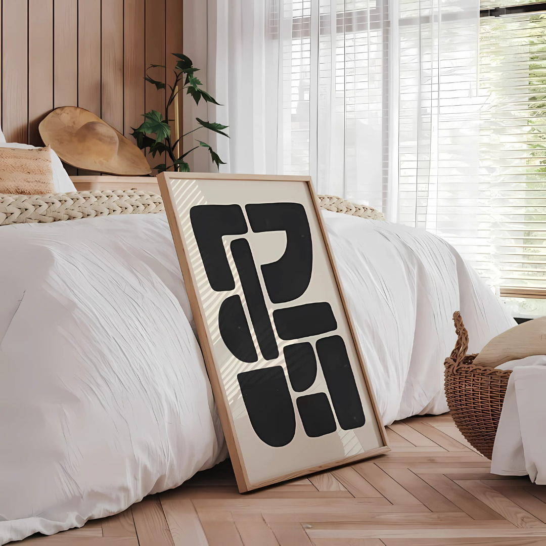 Mid Century Modern Beige and Black Wall Art(Printable+Physical)