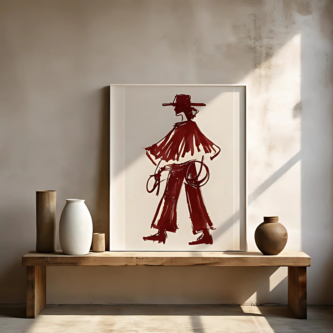 Burgundy Cowgirl Editorial Wall Art(Printable+Physical)