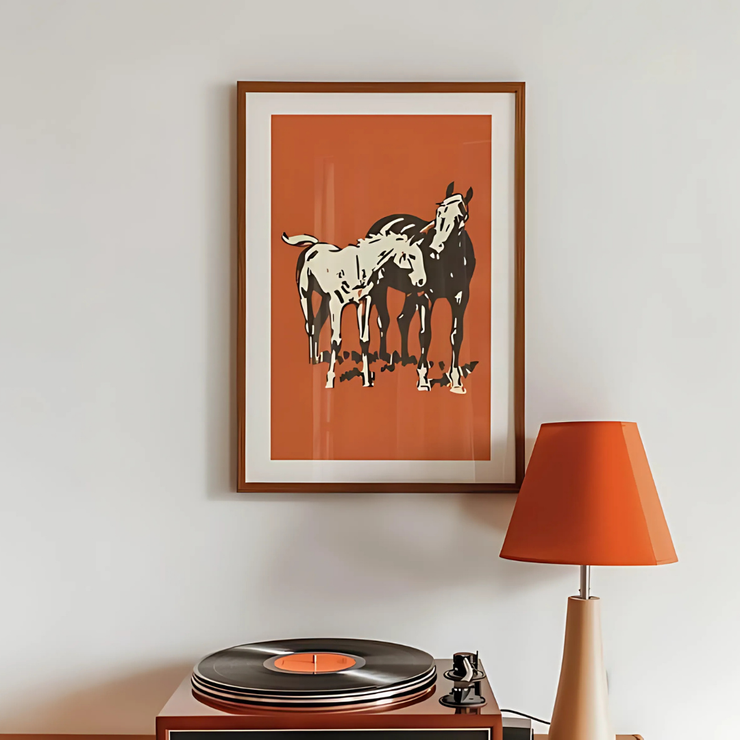 Retro Horses Print Western Horse Art(Printable+Physical)