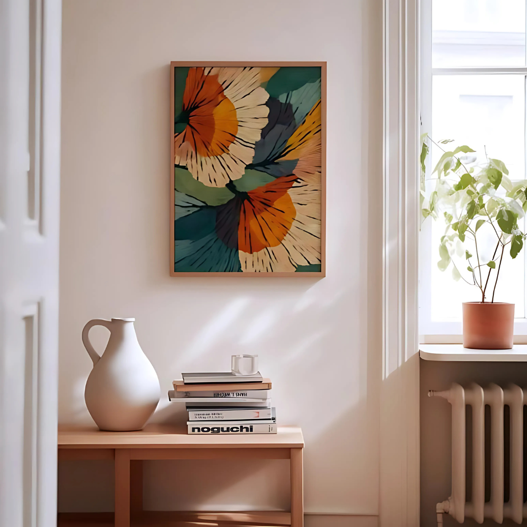 Botanical Mid Century Print Retro Flower Wall Art (Printable+Physical)