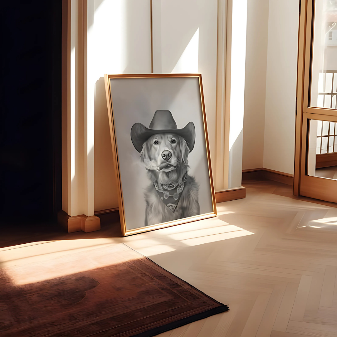 Golden Retriever Cowboy Print(Printable+Physical)