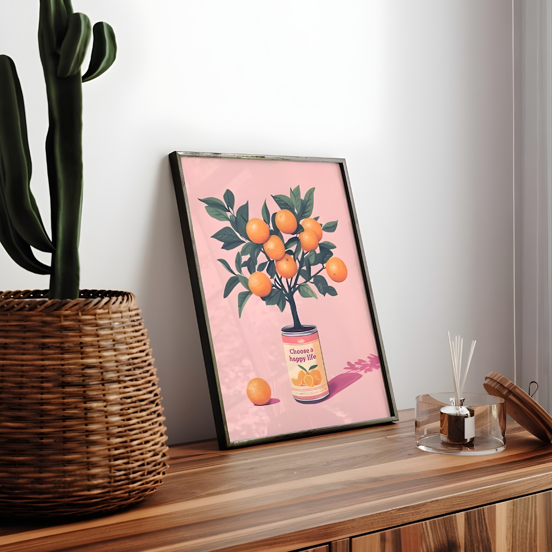 Pink aesthetic motivational Happiness wall art(Printable+Physical)