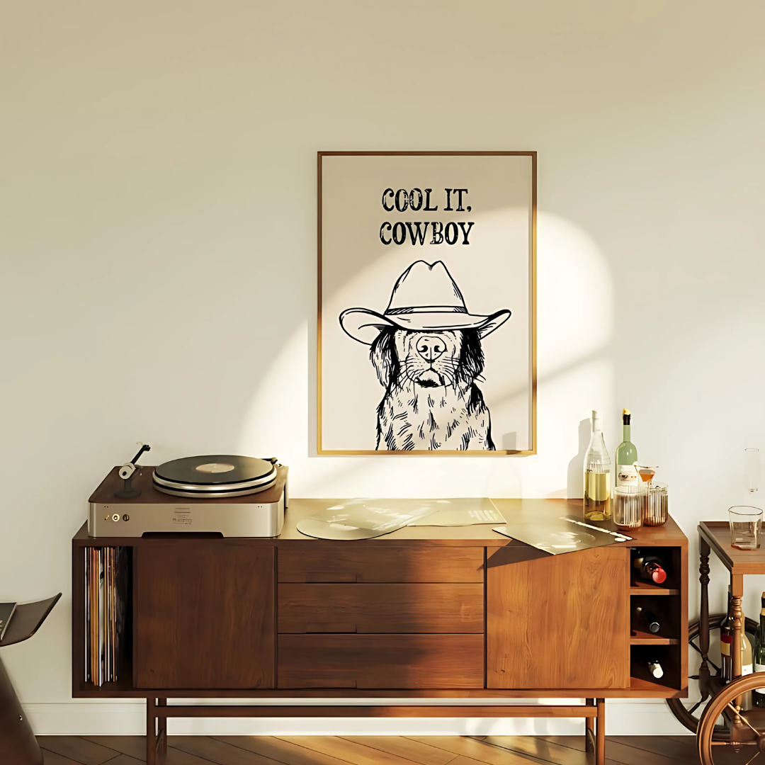 cool it cowboy black art print (Printable+Physical)