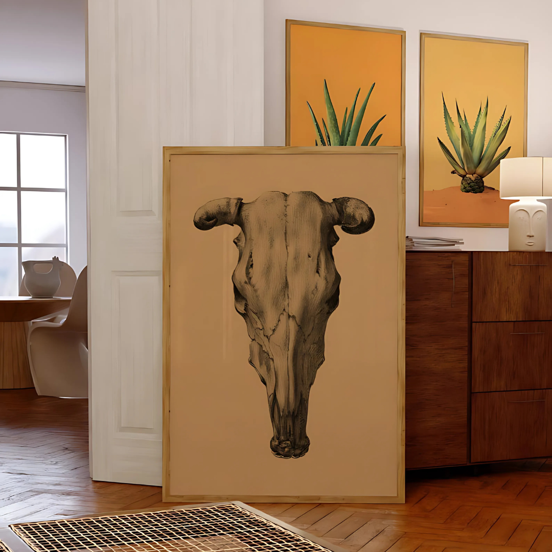 Vintage Cow Skull Pencil Drawing Poster(Printable+Physical)