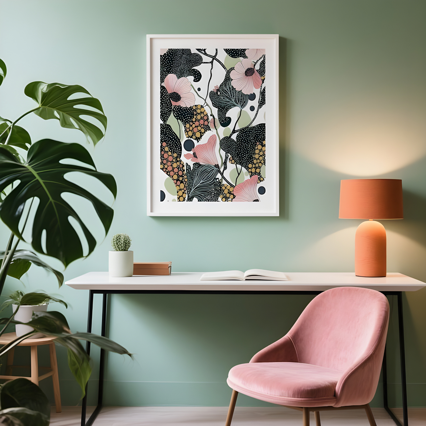 Modern Botanical Pink Floral Wall Art (Printable+Physical)
