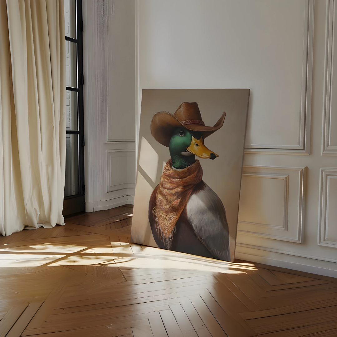 Western Cowboy Duck Wall Art(Printable+Physical)