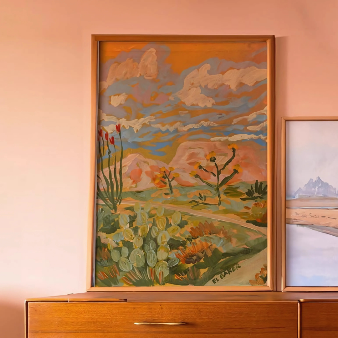 Desert Landscape Retro Texas Travel Wall Art(Printable+Physical)