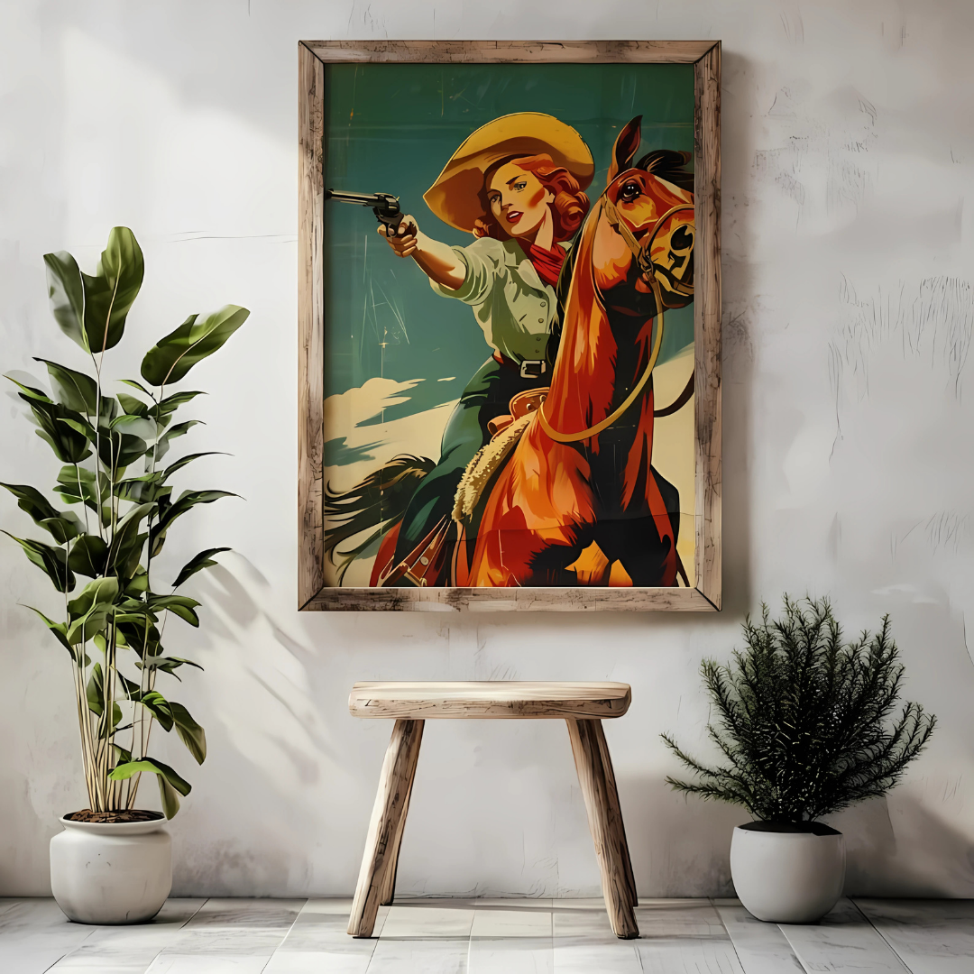 Western Cowgirl Vintage Wall Art(Printable+Physical)