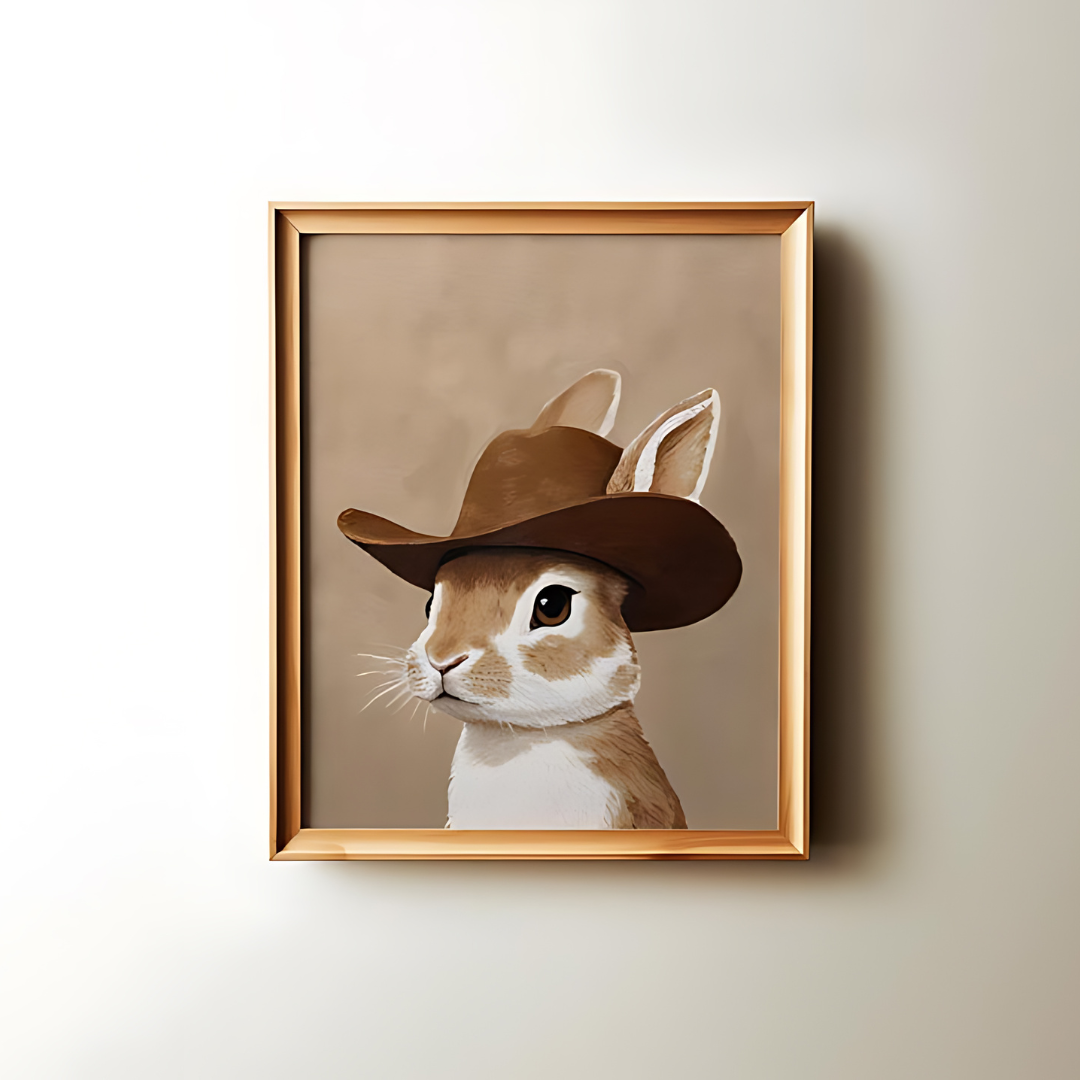 bunny neutral boy room animal wall art (Printable+Physical)