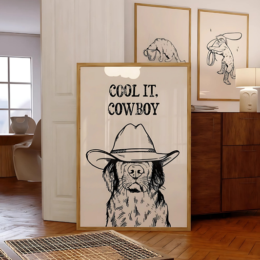 cool it cowboy black art print (Printable+Physical)