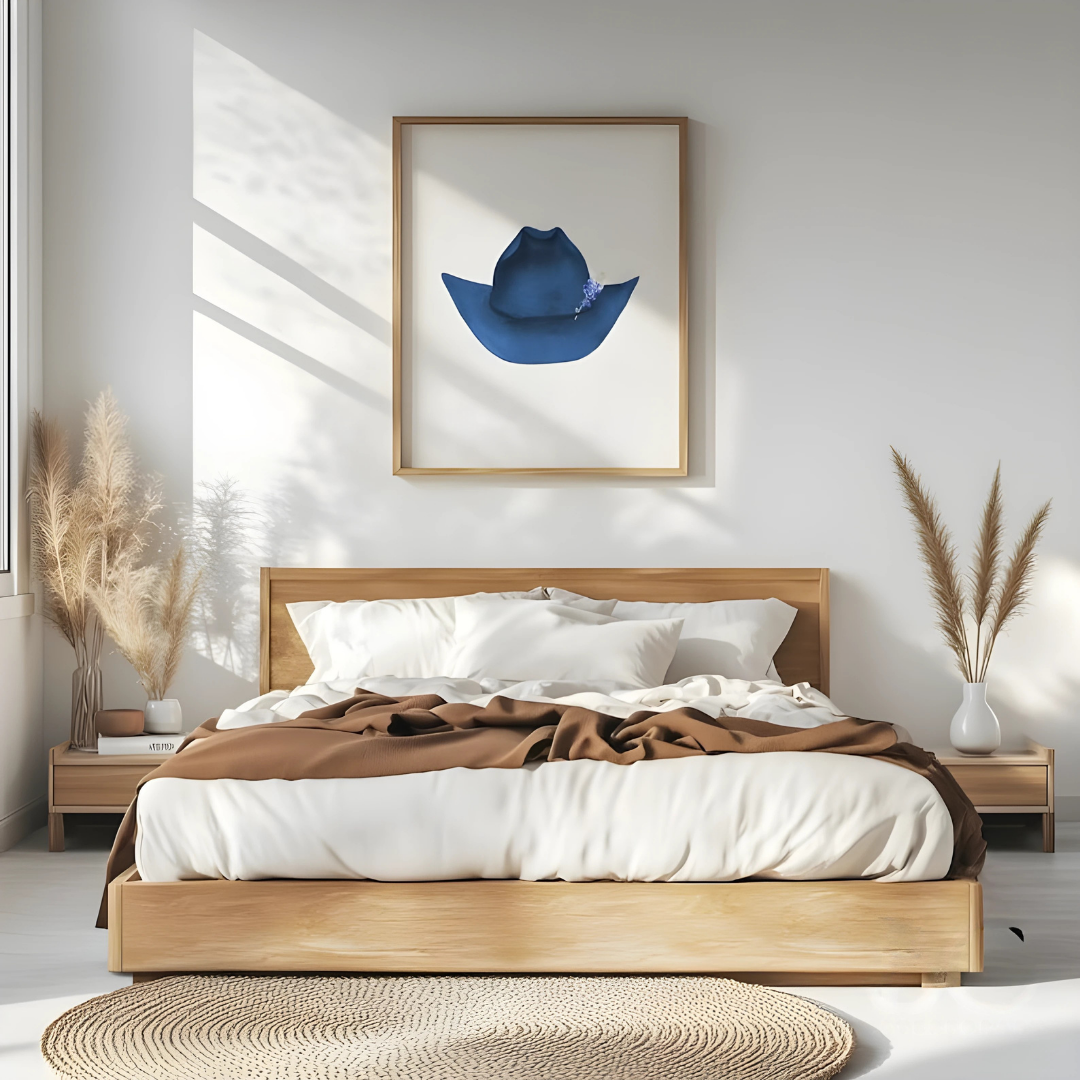 Watercolor Blue Cowboy Hat Art Print(Printable+Physical)