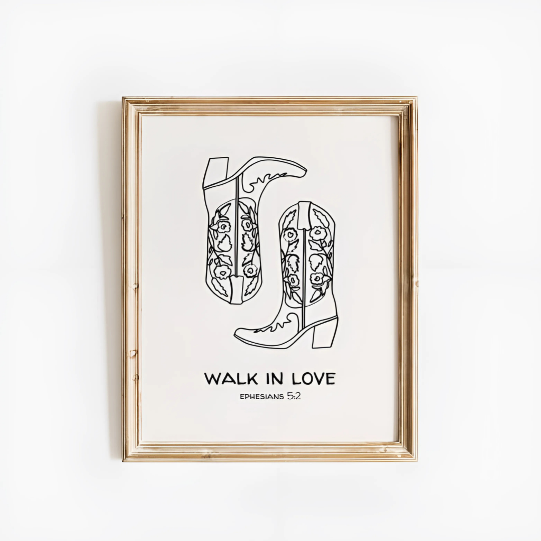 Walk In Love Western Christian Wall Art(Printable+Physical)