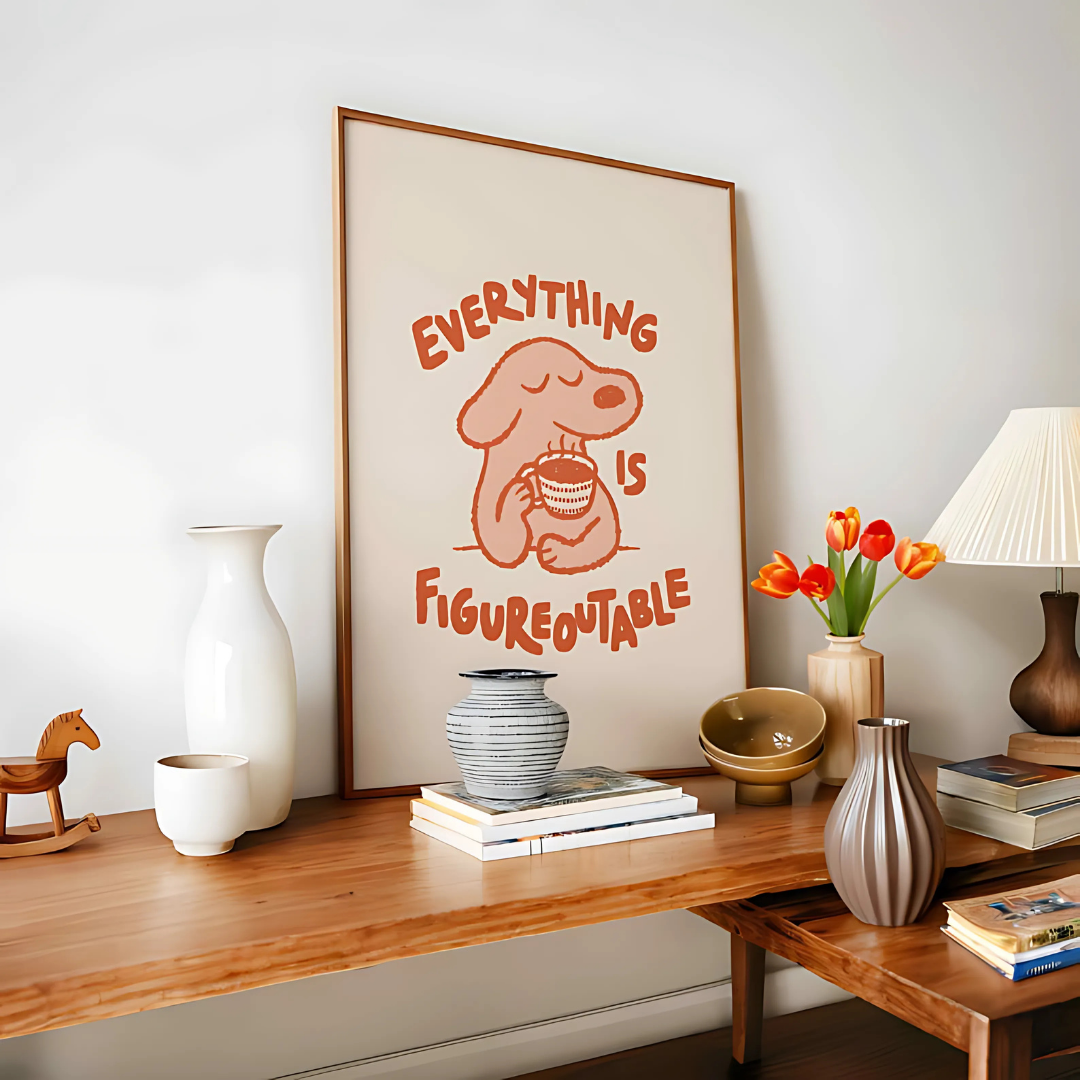Everything Is Figureoutable Cute Dog wall art (Printable+Physical)