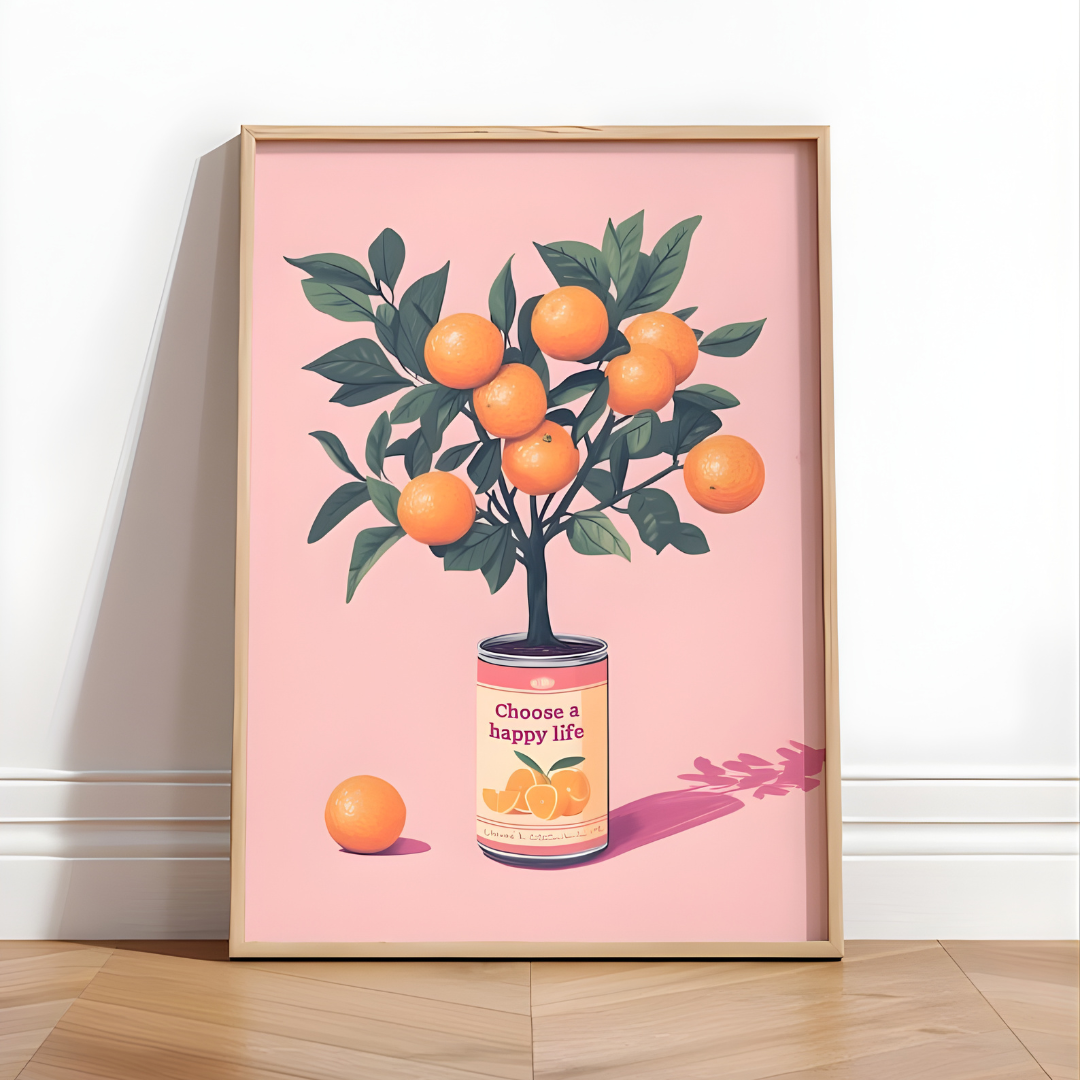 Pink aesthetic motivational Happiness wall art(Printable+Physical)