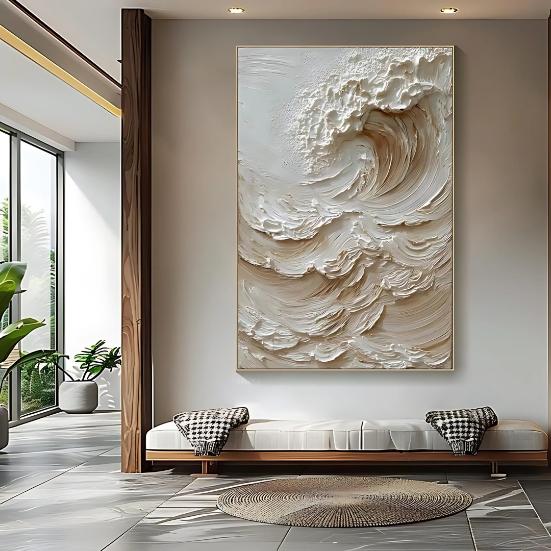 3D Textured Wave Wall Art (Printable+Physical)