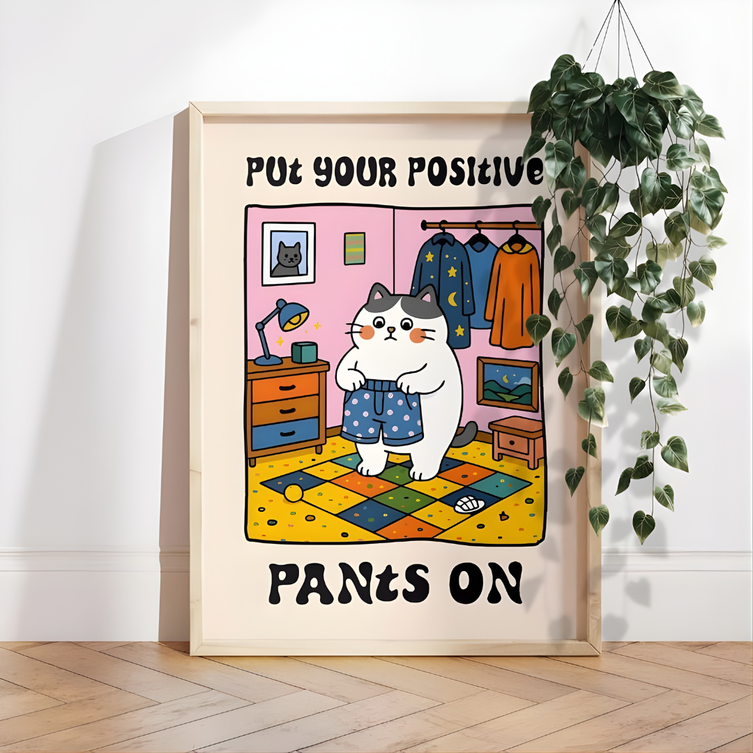 Positive Cat Motivational Wall Art(Printable+Physical)
