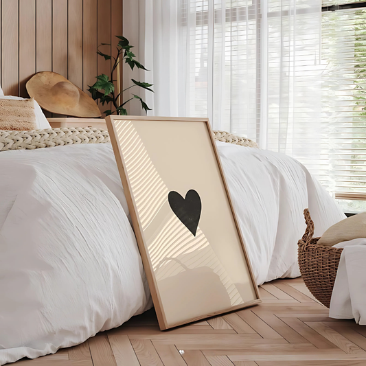 Minimalist Heart Beige and Black Wall Decor (Printable+Physical)