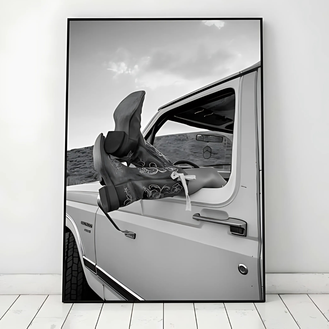 Cowgirl Black and White Western wall art(Printable+Physical)