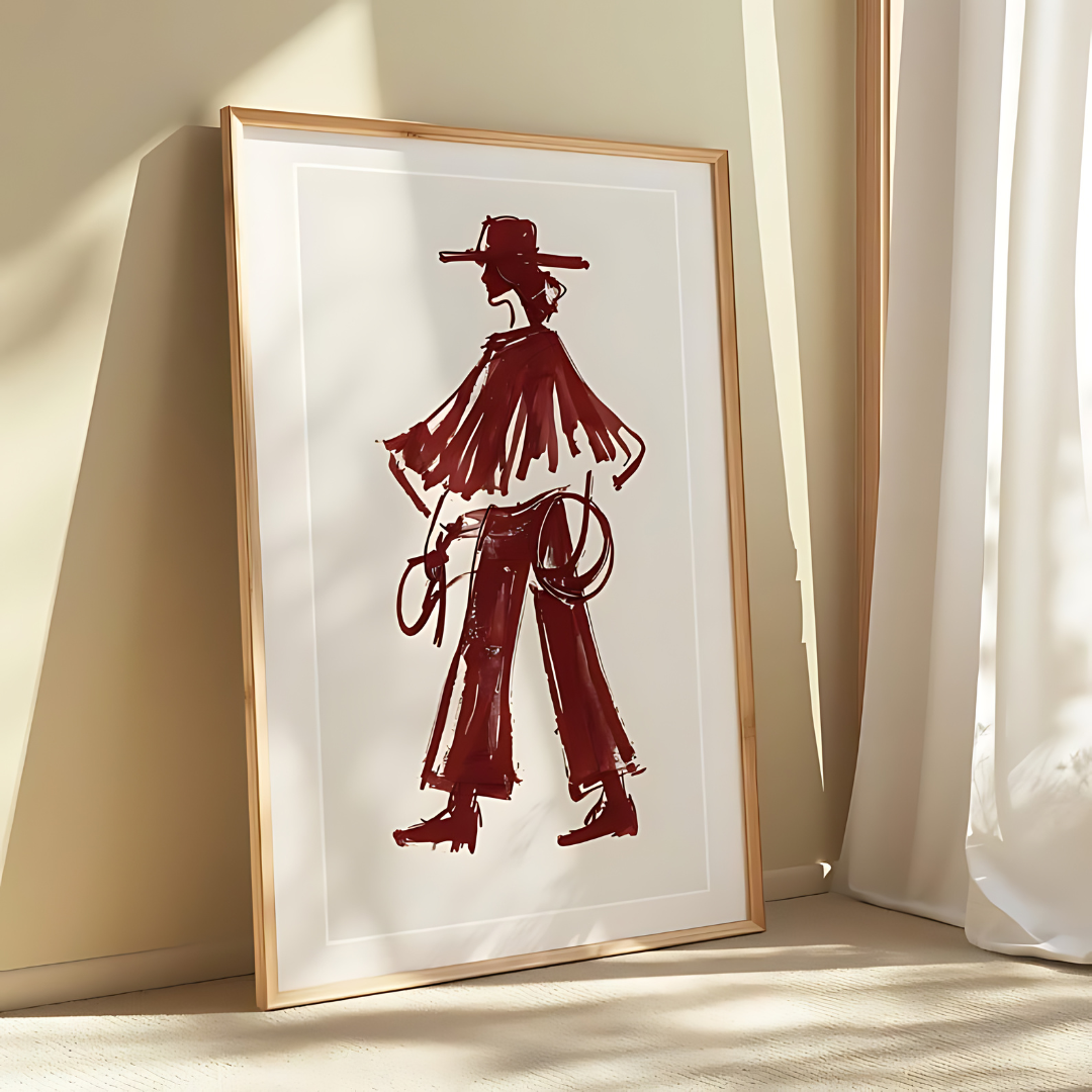 Burgundy Cowgirl Editorial Wall Art(Printable+Physical)