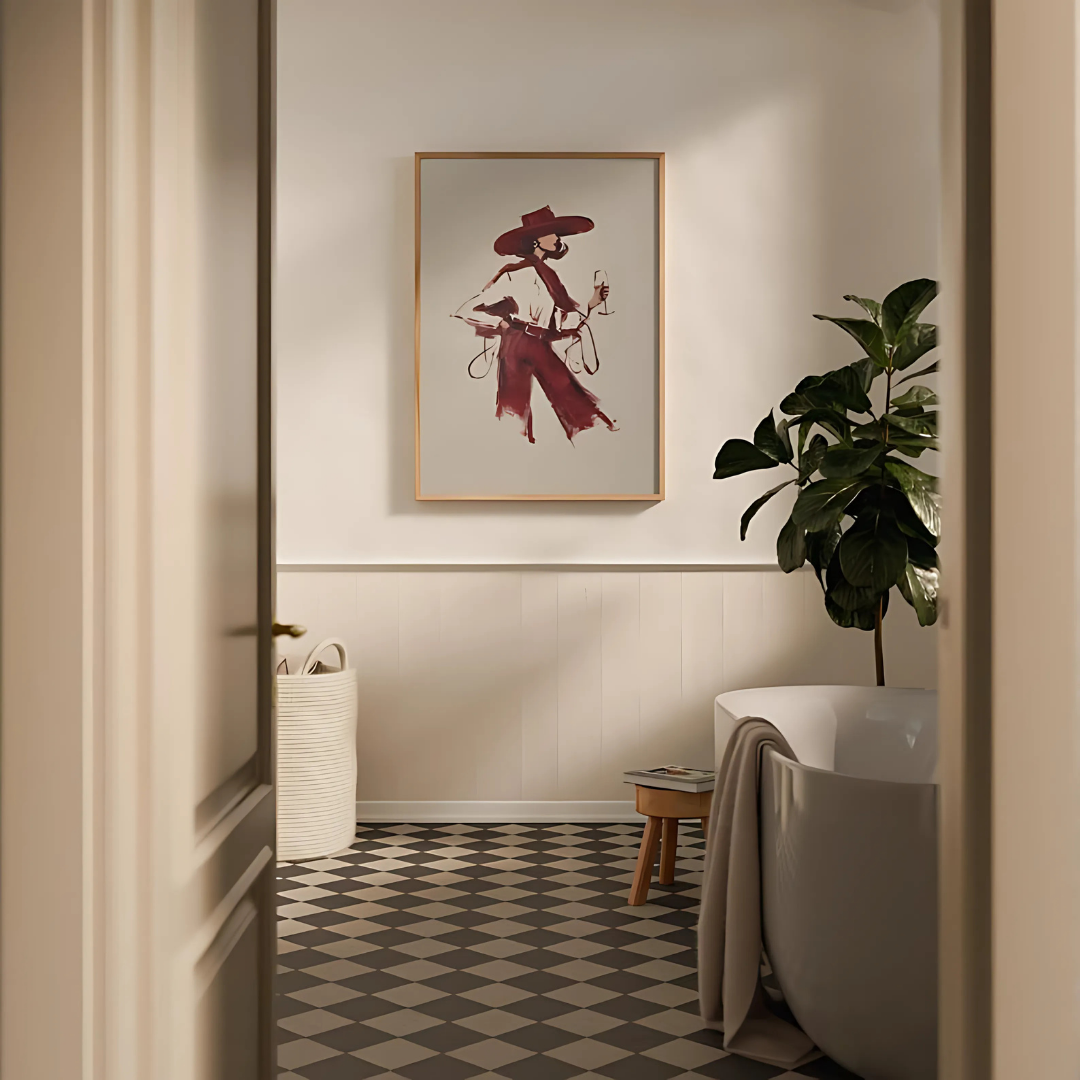Red Wine Cowgirl Western Wall Art(Printable+Physical)