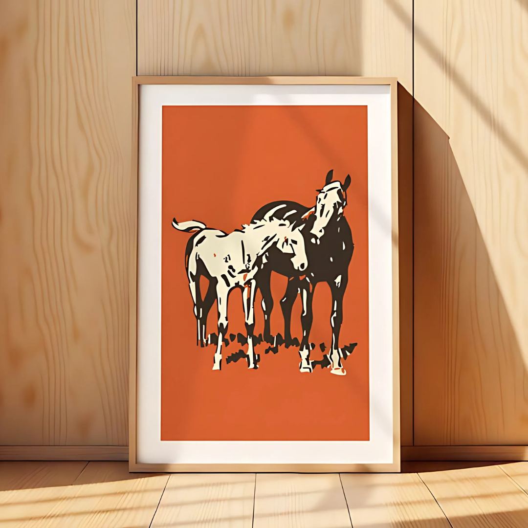Retro Horses Print Western Horse Art(Printable+Physical)