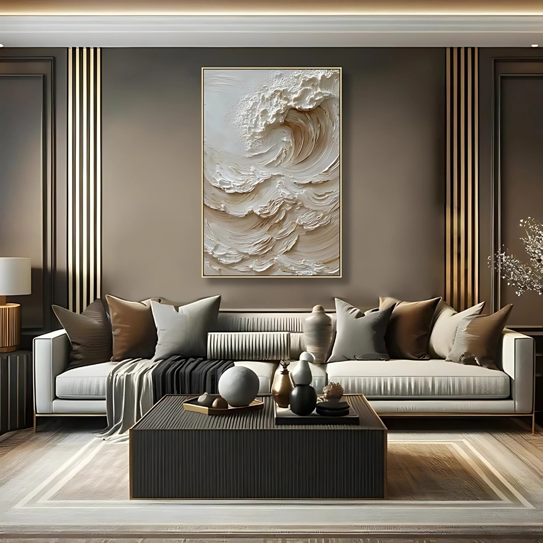 3D Textured Wave Wall Art (Printable+Physical)