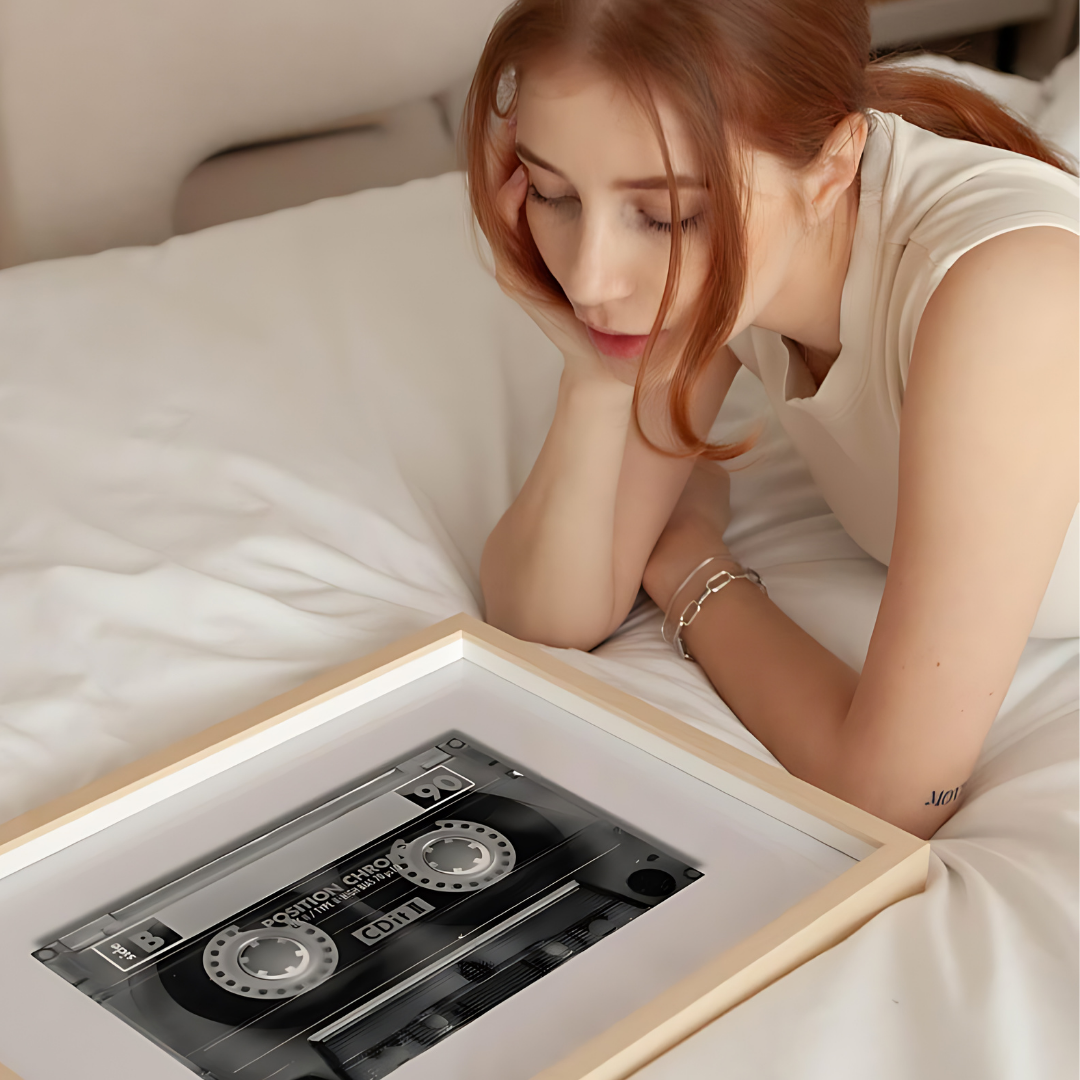 Black And White Retro Cassette Digital Print(Printable+Physical)