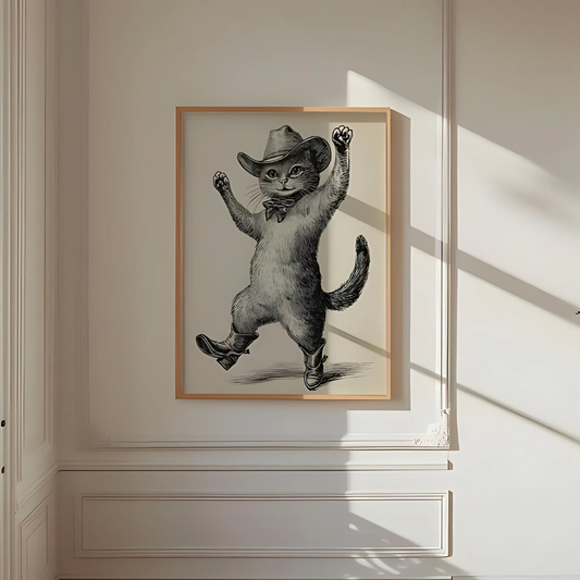 cowboy cat wall art decor(Printable+Physical)