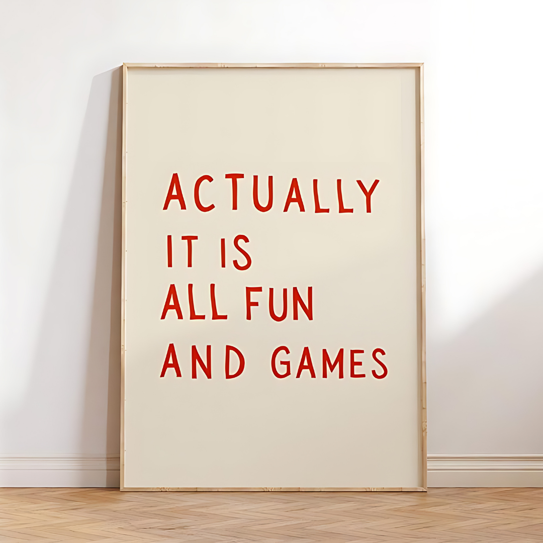 It is All fun and games Retro Wall Art(Printable+Physical)