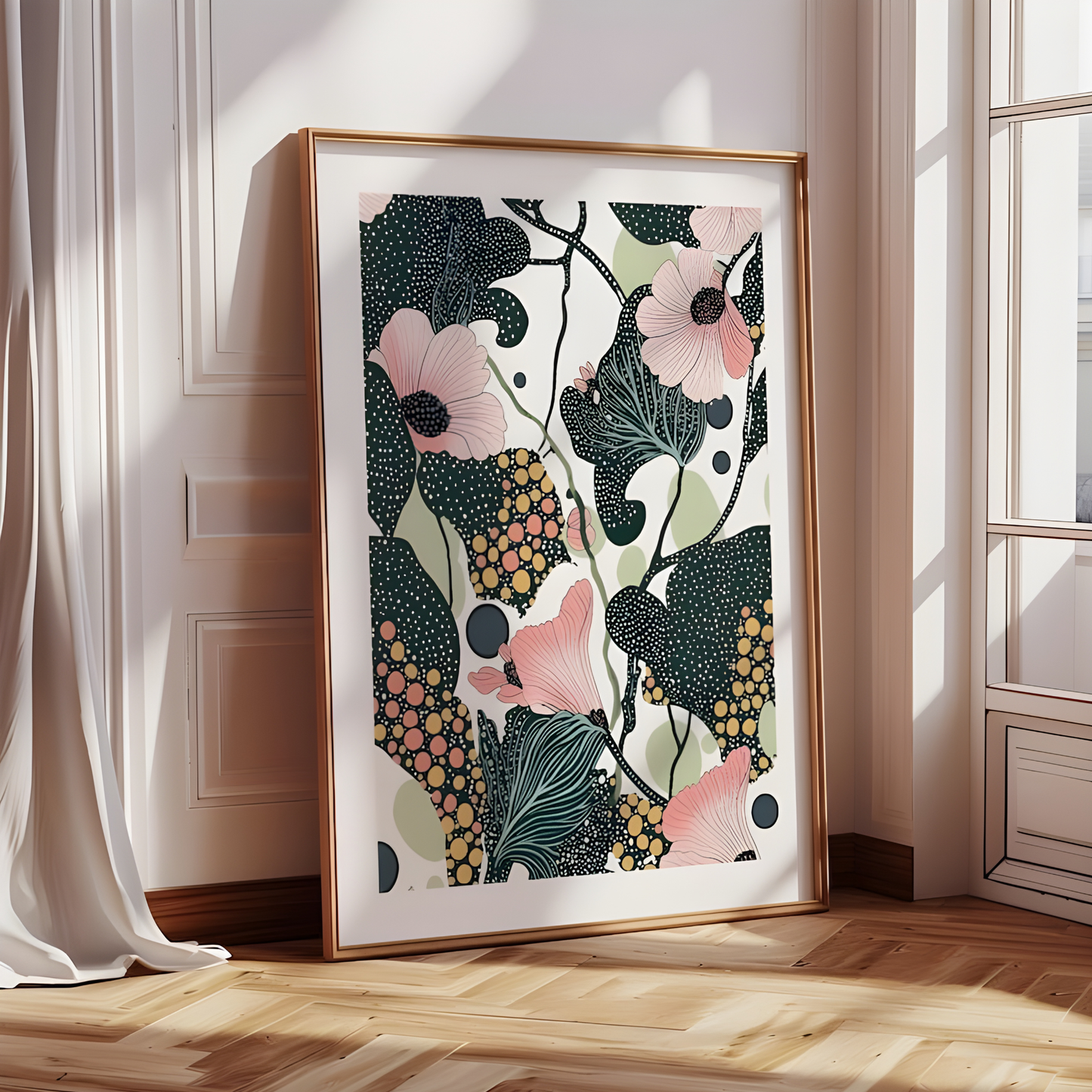 Modern Botanical Pink Floral Wall Art (Printable+Physical)