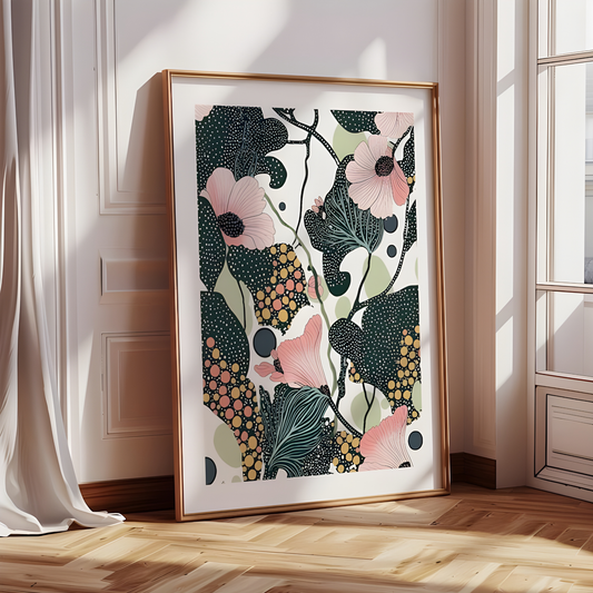Modern Botanical Pink Floral Wall Art (Printable+Physical)