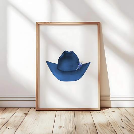 Watercolor Blue Cowboy Hat Art Print(Printable+Physical)