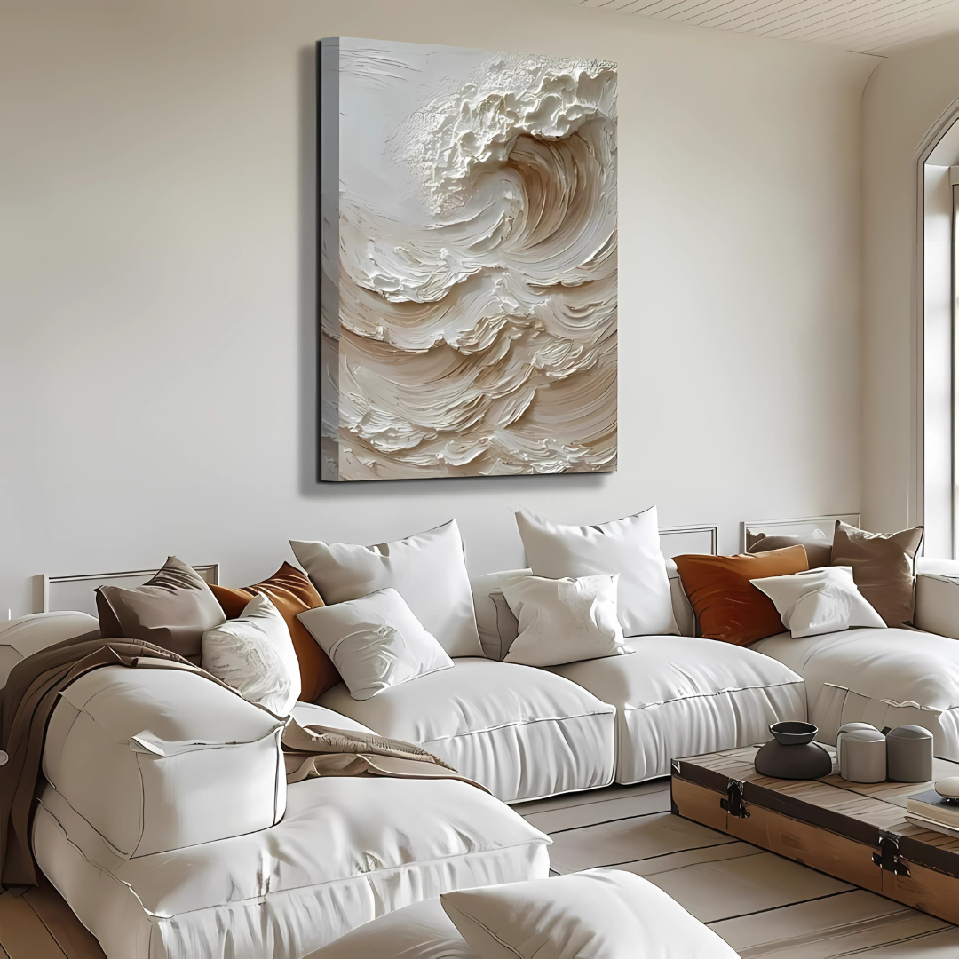 3D Textured Wave Wall Art (Printable+Physical)