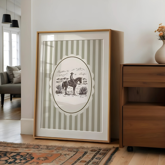 Vintage Cowboy Drawing Print(Printable+Physical)