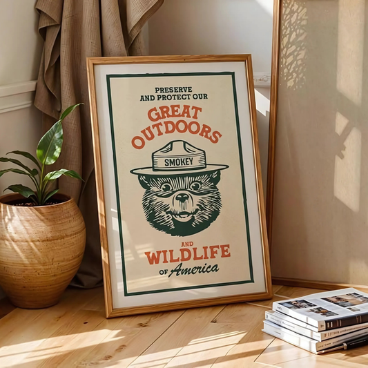 Retro Wildlife Print Outdoors Art (Printable+Physical)