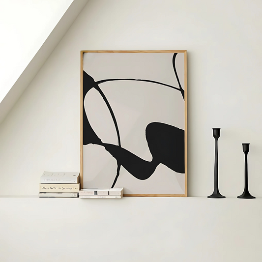 Black Beige Abstract Wall Art (Printable+Physical)