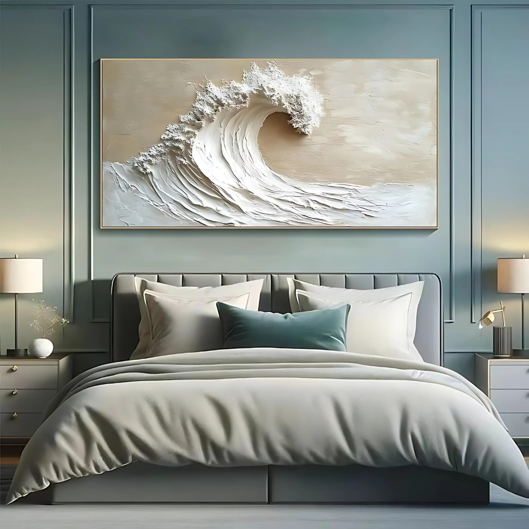 Beige Coastal Surf Oil Painting (Printable+Physical)