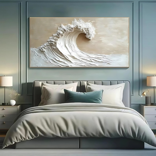 Beige Coastal Surf Oil Painting (Printable+Physical)