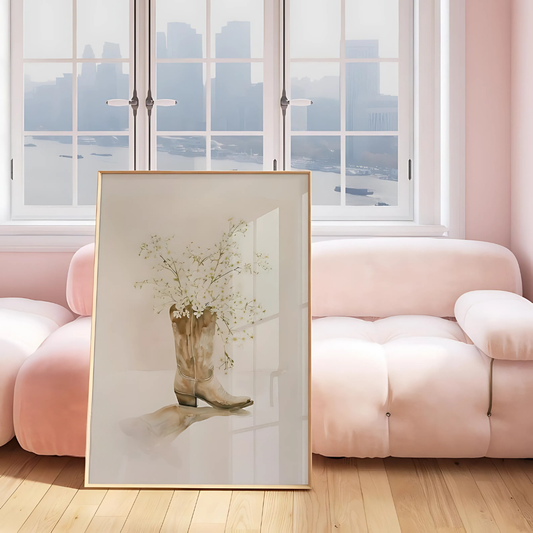 cowgirl boot Floral western wall art (Printable+Physical)