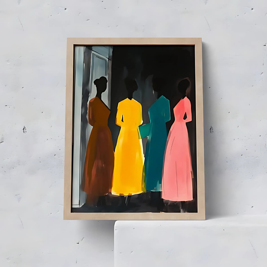 Women in Colorful Dresses Retro Poster(Printable+Physical)