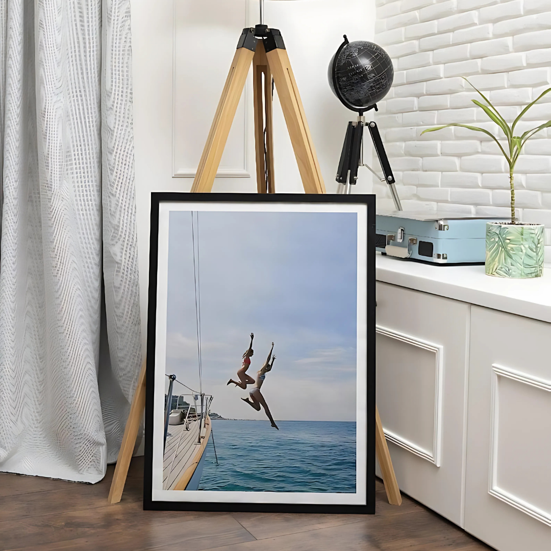 Woman  Blue Ocean Jump Art Print(Printable+Physical)
