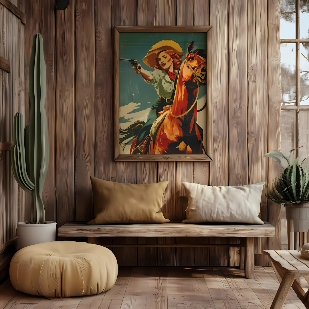 Western Cowgirl Vintage Wall Art(Printable+Physical)