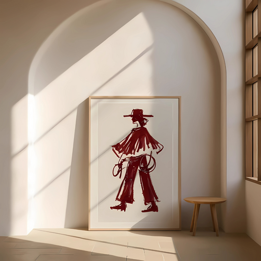 Burgundy Cowgirl Editorial Wall Art(Printable+Physical)